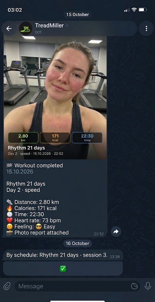 Workout report and reminder in Telegram